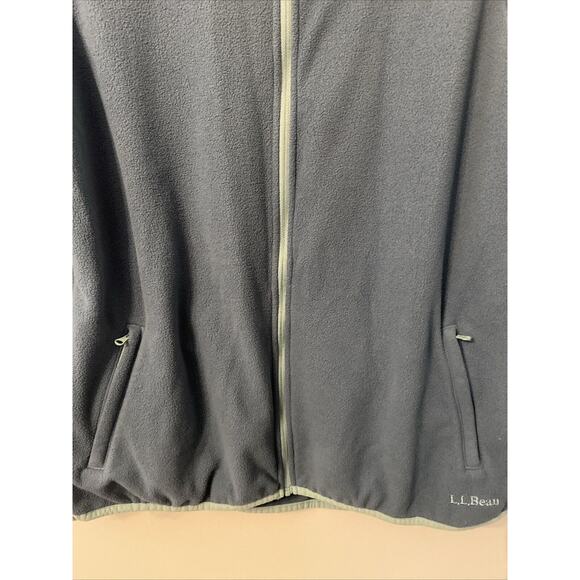LL Bean Womens Large Blue Green Full Zip Fleece Warm Casual Jacket Pockets - Picture 3 of 8